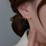Triple Claw Pavé Rhinestone Gold Ear Studs for Women