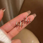 Triple Claw Pavé Rhinestone Gold Ear Studs for Women