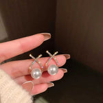Party Wear Pearl Rhinestone Ear Studs