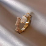 Bamboo Luxe Crystal Open Ring