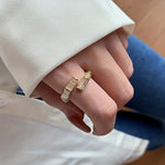 Bamboo Luxe Crystal Open Ring