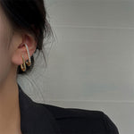 Korean Fashion Pavé Rhinestone H-Bar Gold Ear Studs