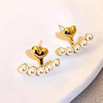 Gold-Tone Heart & Pearl Ear Jacket Studs for Women