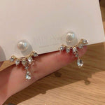 Korean Pearl & Crystal Tassel Jhumka Earrings