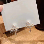 Korean Pearl & Crystal Tassel Jhumka Earrings