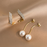 Gold-Toned Crystal Wing & Pearl Drop Earrings