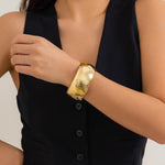 Hammered Wide Cuff Bangle – Gold-Toned Chunky Statement Bracelet