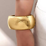 Hammered Wide Cuff Bangle – Gold-Toned Chunky Statement Bracelet