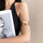 Hammered Wide Cuff Bangle – Gold-Toned Chunky Statement Bracelet