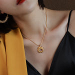 Western-Style Gold-Plated Stainless Steel Pendant Necklace for Women