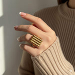 Five Bar Gold Wide Statement Ring