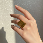 Five Bar Gold Wide Statement Ring