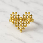 Gold Beaded Heart Statement Ring