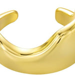 Chunky Dome Open Cuff Bracelet – Gold-Toned Mirror Polish Wide Bangle