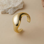Chunky Dome Open Cuff Bracelet – Gold-Toned Mirror Polish Wide Bangle