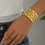 Gold-Toned Wide Woven Lattice Cuff Bracelet