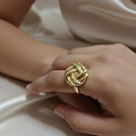 Woven Knot Gold Statement Ring