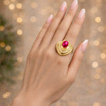 Ruby Shield Gold Layered Ring