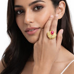 Ruby Shield Gold Layered Ring