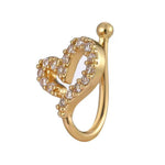 Crystal Heart Nose Cuff Ring