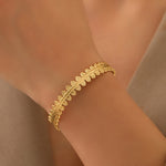Leaf Petal Cuff Bracelet – Gold-Toned Botanical Open Bangle