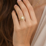 Solar Pearl Gold Sunburst Ring