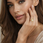 Solar Pearl Gold Sunburst Ring