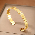 Leaf Petal Cuff Bracelet – Gold-Toned Botanical Open Bangle