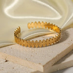 Leaf Petal Cuff Bracelet – Gold-Toned Botanical Open Bangle