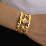 Ocean Motif Wide Cuff Bracelet