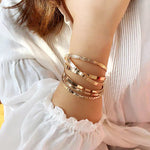 Gold-Toned 6-Piece Mixed Texture Bangle Set