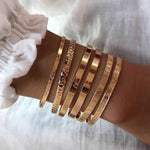 Gold-Toned 6-Piece Mixed Texture Bangle Set