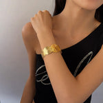 Concentric Circle Wide Cuff Bracelet for Women | Gold-Toned Statement Jewelry