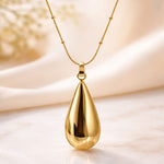 Gold-Plated Puffy Teardrop Pendant Necklace