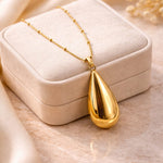 Gold-Plated Puffy Teardrop Pendant Necklace