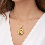 Swirl Disc Pendant Necklace for Women | Gold-Toned Stainless Steel