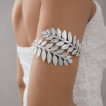 Leafy Shape Silver Armlet for Women | Nature-Inspired Upper Arm Cuff