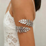 Leafy Shape Silver Armlet for Women | Nature-Inspired Upper Arm Cuff