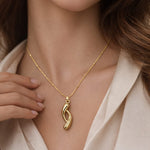 Twisted Infinity Drop Pendant Necklace for Women | Gold-Toned Stainless Steel