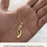 Twisted Infinity Drop Pendant Necklace for Women | Gold-Toned Stainless Steel
