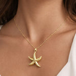 Gold-Plated Puffy Starfish Pendant Necklace