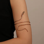 Snake Shaped Gold Armlet for Women | Elegant Serpent Upper Arm Cuff