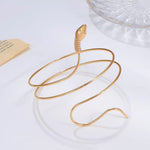 Snake Shaped Gold Armlet for Women | Elegant Serpent Upper Arm Cuff