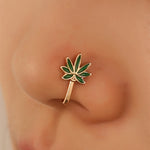 Green Leaf Nose Pin