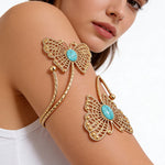 Gold-Toned Butterfly Armlet with Turquoise Stone