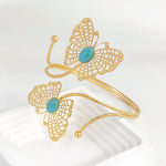 Gold-Toned Butterfly Armlet with Turquoise Stone