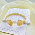 Sculptural Double Fin Cuff Bracelet – Gold-Toned Mirror Polish Open Bangle