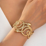 Gold-Tone Double Snake Cuff Bracelet for Women
