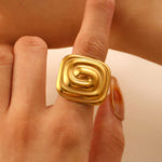 Glossy Gold Statement Finger Ring for Women