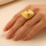 Glossy Gold Statement Finger Ring for Women